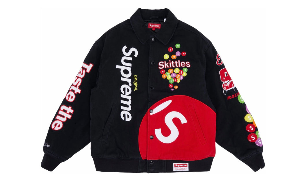 Supreme Skittles Mitchell & Ness Varsity Jacket – OASIS